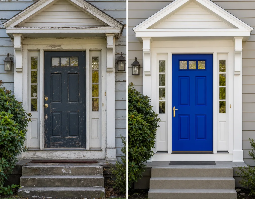 Interior painting details with fresh walls, trim, and clean room protection